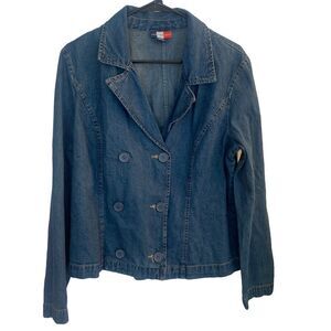 French Cuff Double Breasted Jean‎ Jacket Sz L
